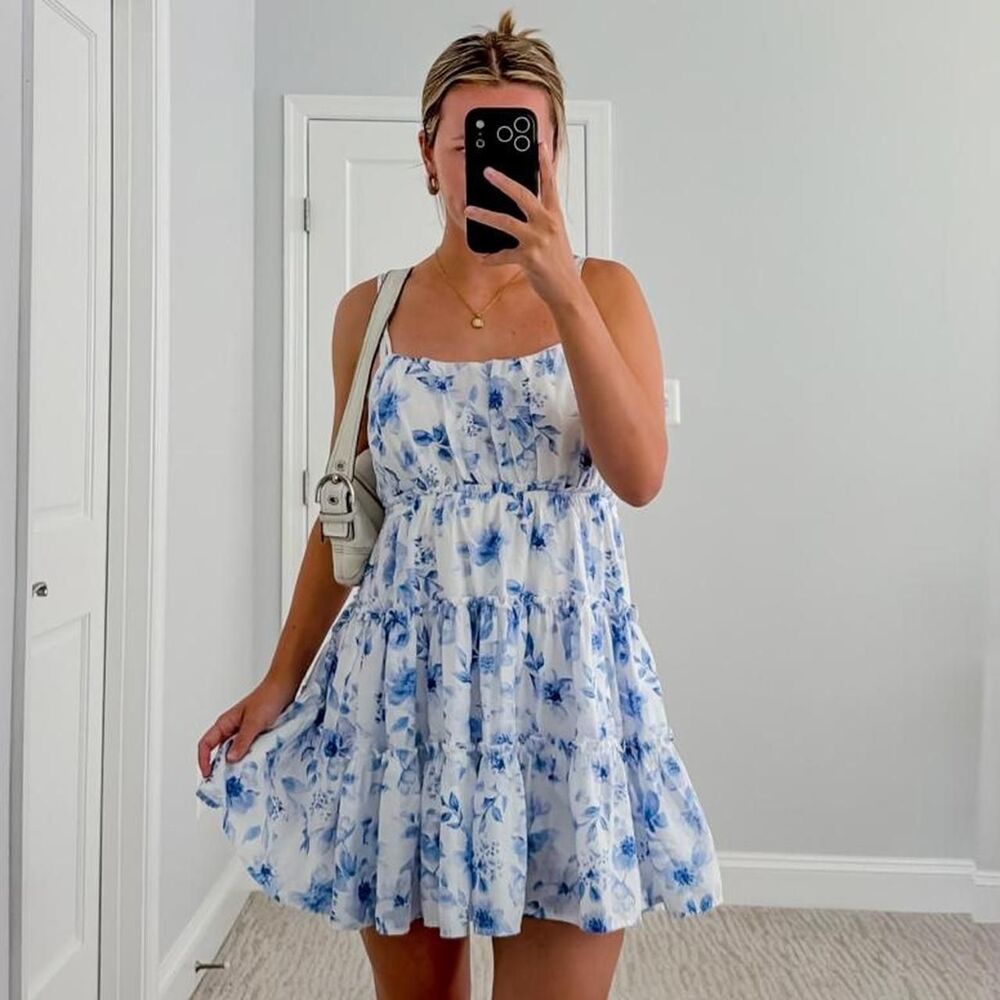 Blu-pepper Women's Blue and White Dress